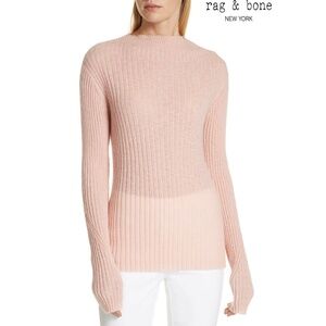 RAG & BONE NWT DONNA MOC NECK MOHAIR ANGORA BLEND PEACH BEIGE SWEATER. SIZE L